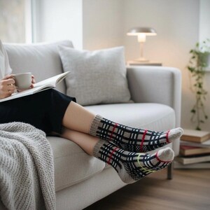 Colorwork sock knitting pattern plaid - digital download - BB Checks