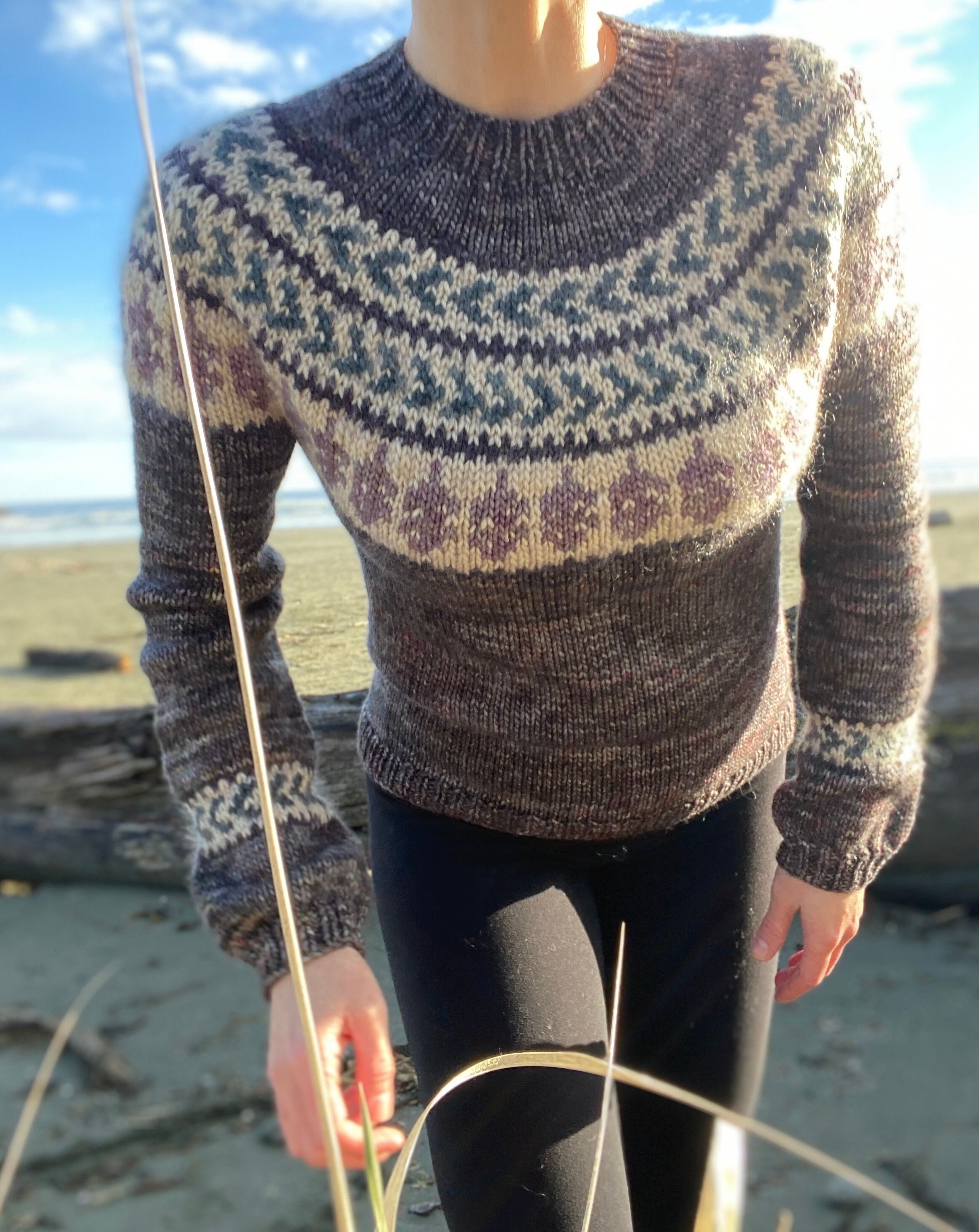 Colorwork Sweater Knitting Pattern, Circular Yoke Sweater
