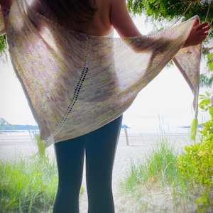 Easy triangular shawl knitting pattern - digital download - Dance Temple Wrap