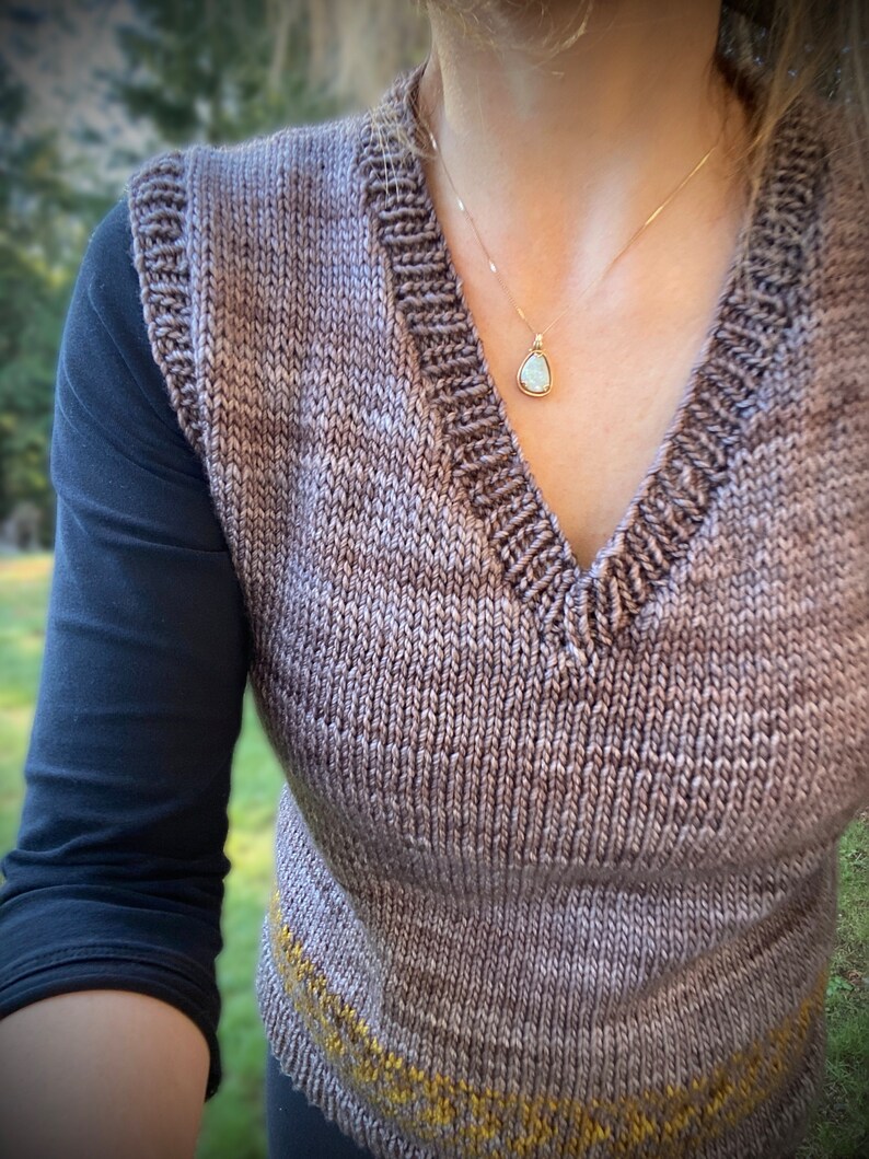 Sweater Vest Knit Pattern for Women, Easy Colorwork Slipover (PDF ...
