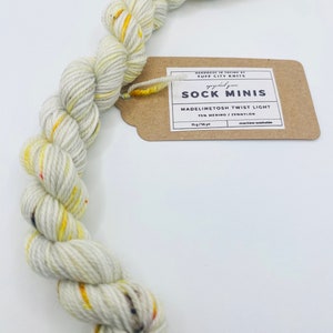 Madelinetosh Twist Light mini skein, hand dyed superwash merino wool, fingering weight yarn, sock yarn, one sock mini skein in Lamplight