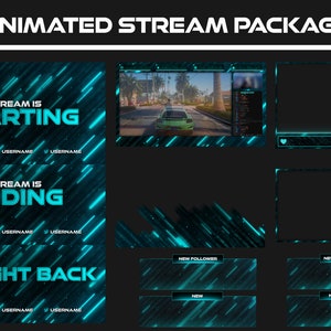 Animated Twitch Overlay Package - Aesthetic Stream Overlays - Custom Overlay Template - Attractive Webcam Stream Layout - Cool HD Graphics