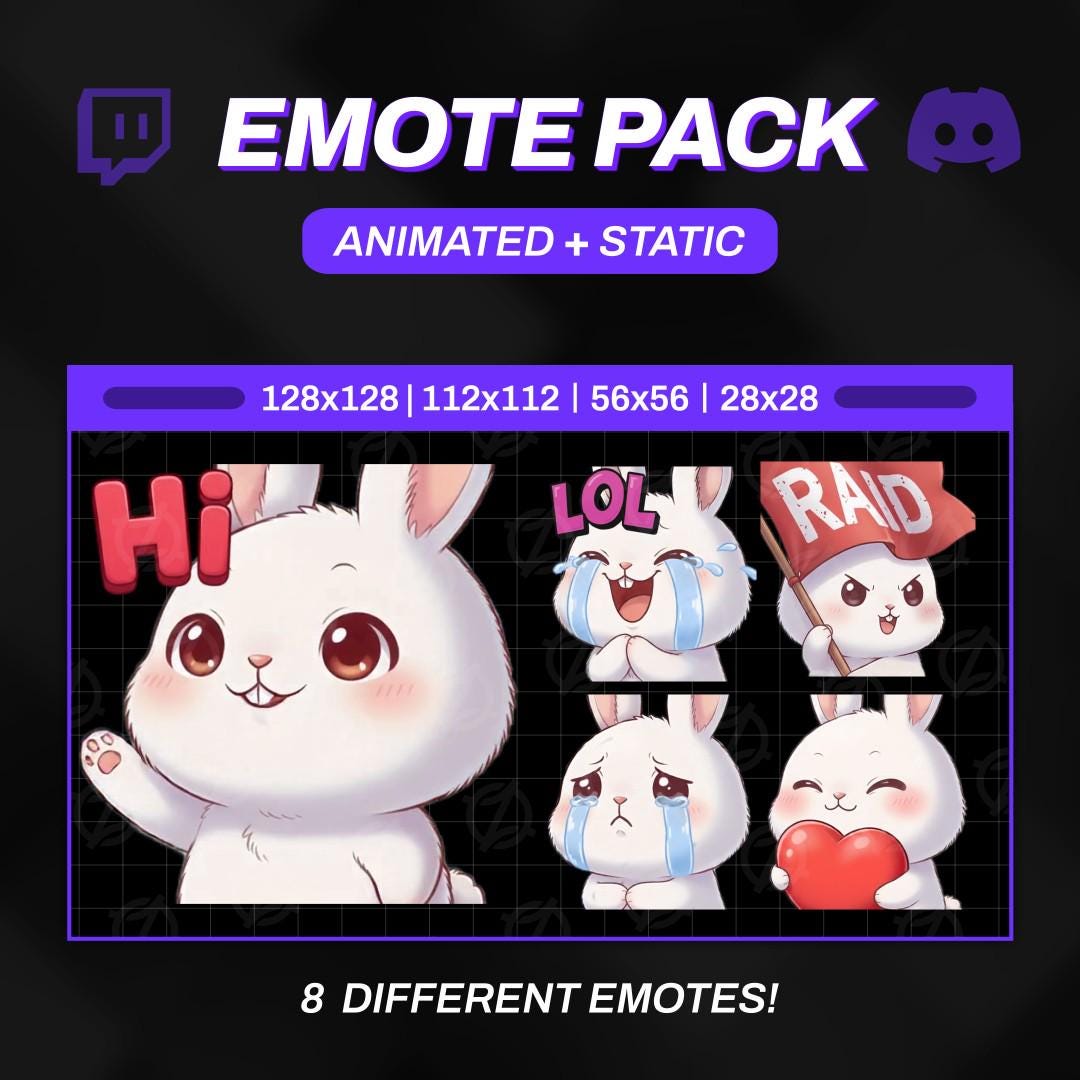 Wicked Rabbit Emotes Animated Rabbit Emotes | 8 Cute Bunny Gifs for Twitch, Kick, Discord ...