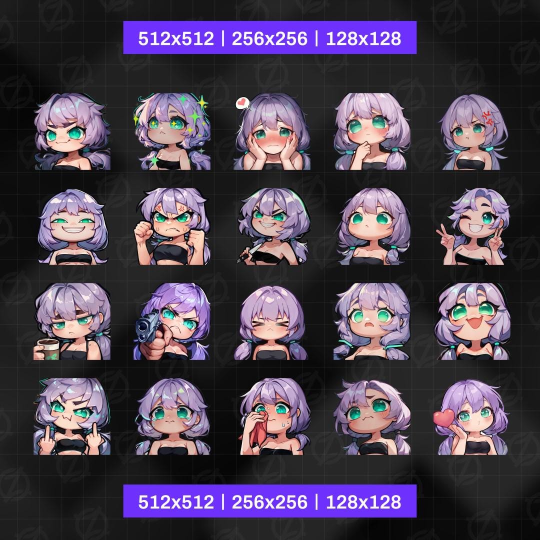 20 Twitch Emotes Iris Girl - Set, Bundle, Pack, Stickers, Discord ...