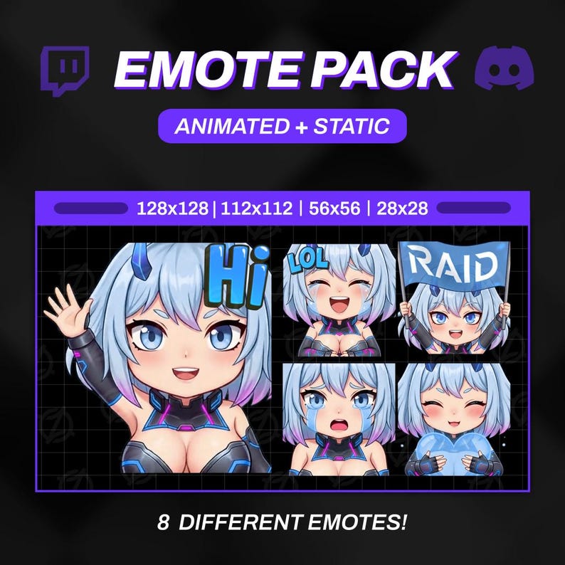 Spicy Sci-fi Animated Emotes | 8 Mecha Girl Gifs for Twitch Kick ...