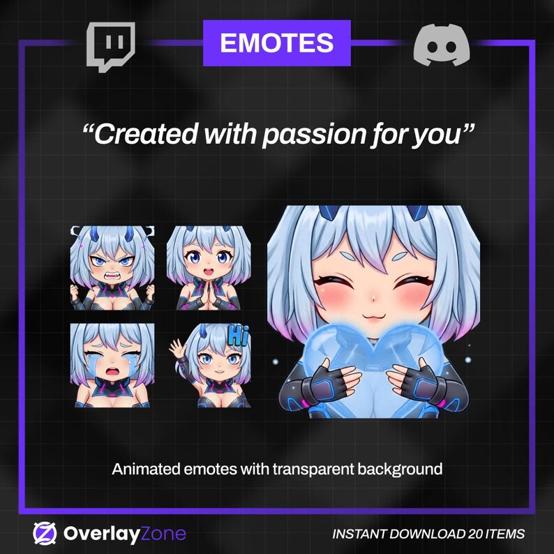 Spicy Sci-fi Animated Emotes | 8 Mecha Girl Gifs for Twitch Kick ...