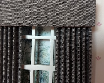 Graphite Linen Dollhouse Curtain 1:12 Scale