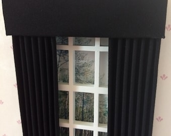 Black Dollhouse Curtains 1:12 Scale