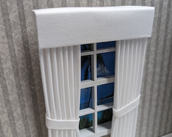 White Tieback Dollhouse Curtains 1:12 Scale