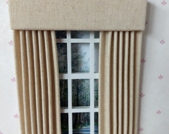 Natural Linen Dollhouse Curtain 1:12 Scale