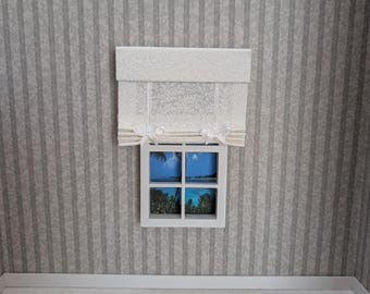 Dollhouse Miniature Off White Roman Shade 1:12 Scale