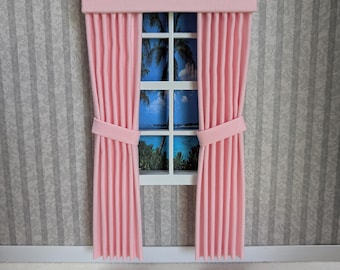 Baby Pink Tieback Dollhouse Curtains 1:12 Scale