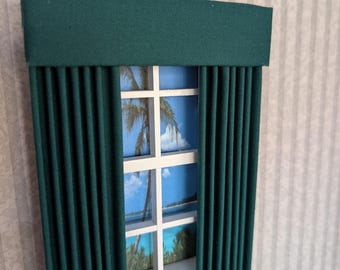 Spruce Green Dollhouse Curtain 1:12 Scale