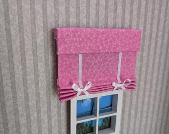 Dollhouse Miniature Pretty Pink Roman Shade 1:12 Scale