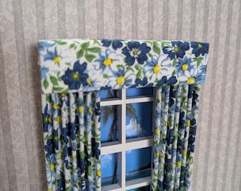 Flower Patch Print Dollhouse Curtain 1:12 Scale