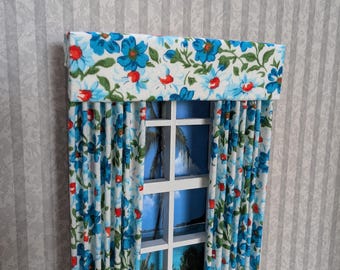 Flower Patch Print Dollhouse Curtain 1:12 Scale