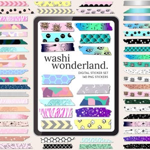 Washi Wonderland Pegatinas Digitales / GoodNotes Planner PNG (Descarga Digital)
