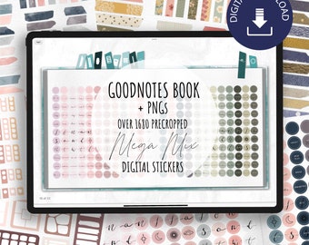 GoodNotes Digitaal stickerboek | 1680+ stickers (PNG's) (digitale download)