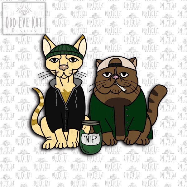 Jay and Silent Bob Cats PNG Funny Movie Comic Duo Digital Download