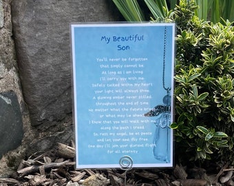 Son Memorial Grave Card, Heavenly Birthday Poem, Remembrance Ornament