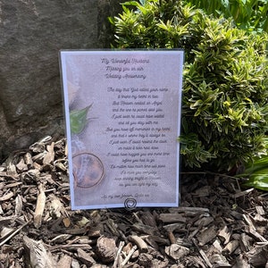 Anniversaire de mariage au paradis, Pierre tombale personnalisée, Mari au paradis, Femme au paradis, pour un souvenir affectueux, Carte commémorative Graveside