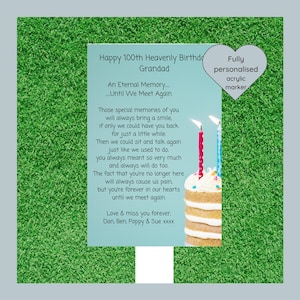 Personalized Acrylic Birthday Memorial Grave Marker: Heavenly Birthday Gift