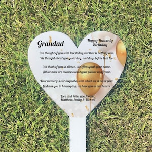 Personalised big birthday in heaven memorial grave marker, Heavenly birthday grave ornament, Birthday in heaven graveside gift