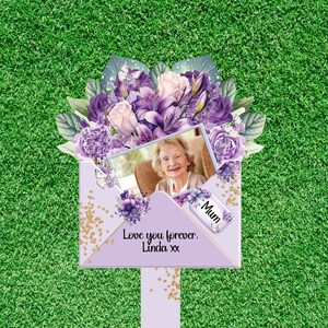 Personalized Floral Acrylic Memorial Marker for Mum image 1