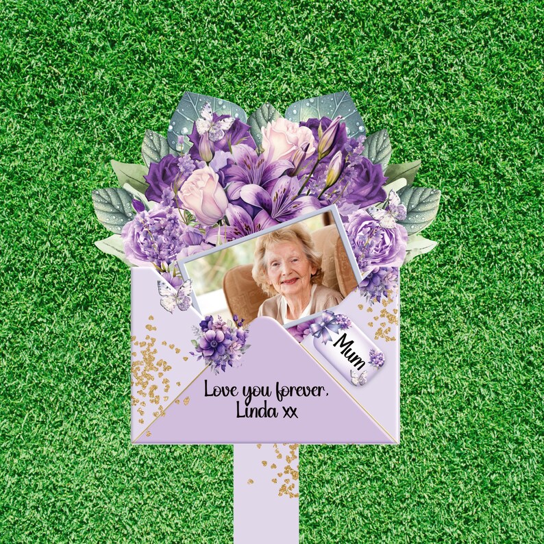 Personalized Floral Acrylic Memorial Marker for Mum image 1