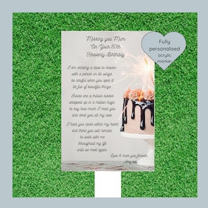 Personalized Birthday Memorial Grave Marker: Acrylic Graveside Ornament