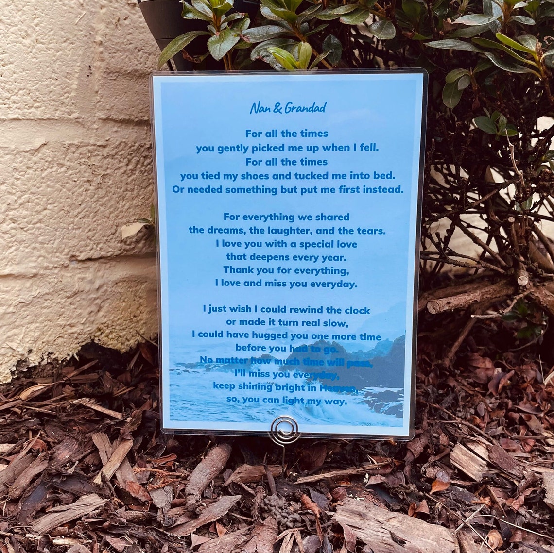 Nan and Grandad Grave Card Memorial Graveside Poem Card | Etsy