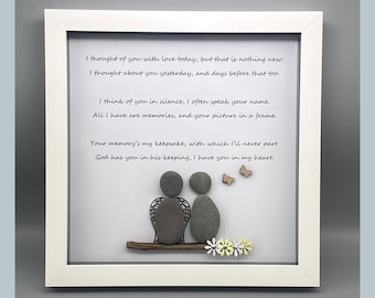 Memorial pebble art sympathy bereavement gift for loss of loved one, Poem I thought of you with love today, One year death anniversary gift