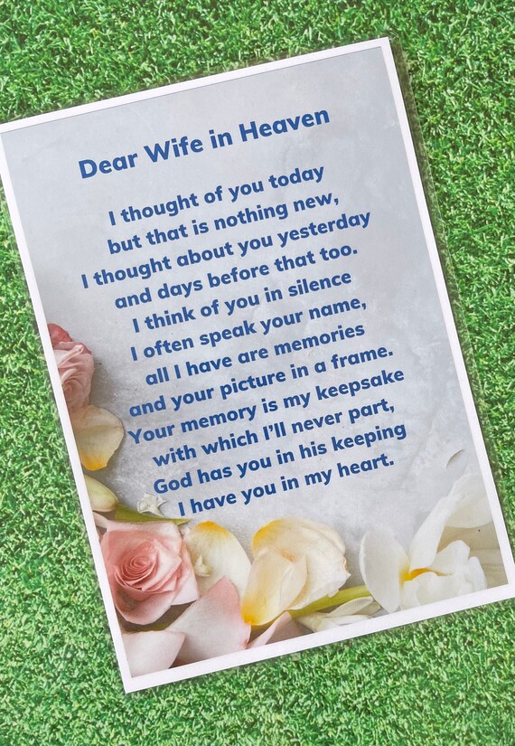 Dear Wife In Heaven Memorial Graveside Card Grave ornament 