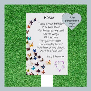 Personalized Birthday Memorial Grave Marker: Acrylic Poem Ornament