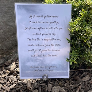 Carte commémorative personnalisée au bord de la tombe - poème de deuil sur carte tombe à la mémoire d'amour, souvenir de deuil, anniversaire de la mort, pierre tombale