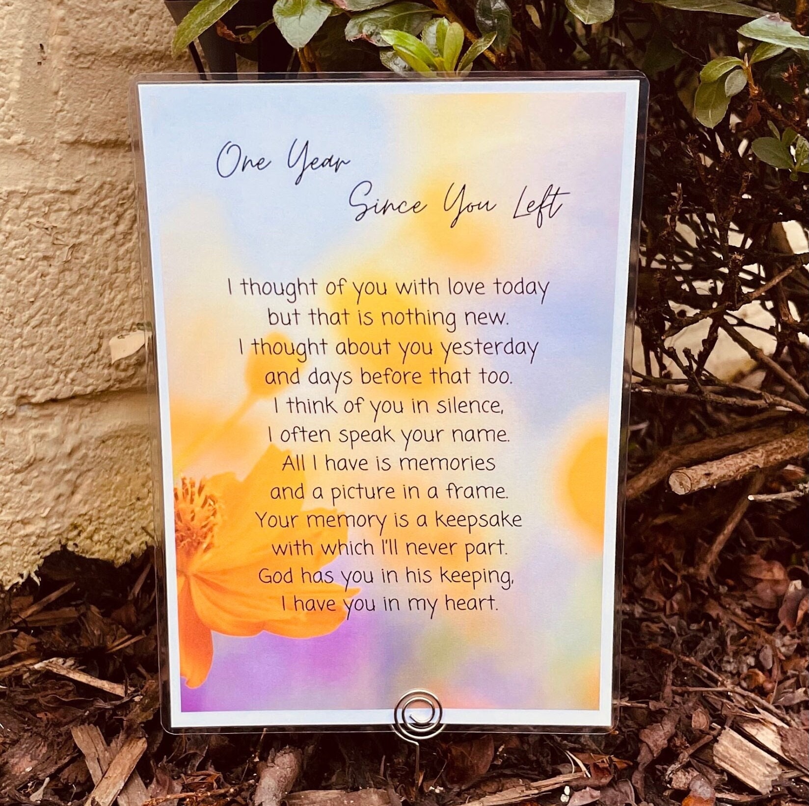 One Year Death Anniversary Grief Keepsake Card One Year Since Etsy UK