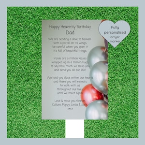 Personalized Dad Memorial Acrylic Grave Marker: Heavenly Birthday Remembrance