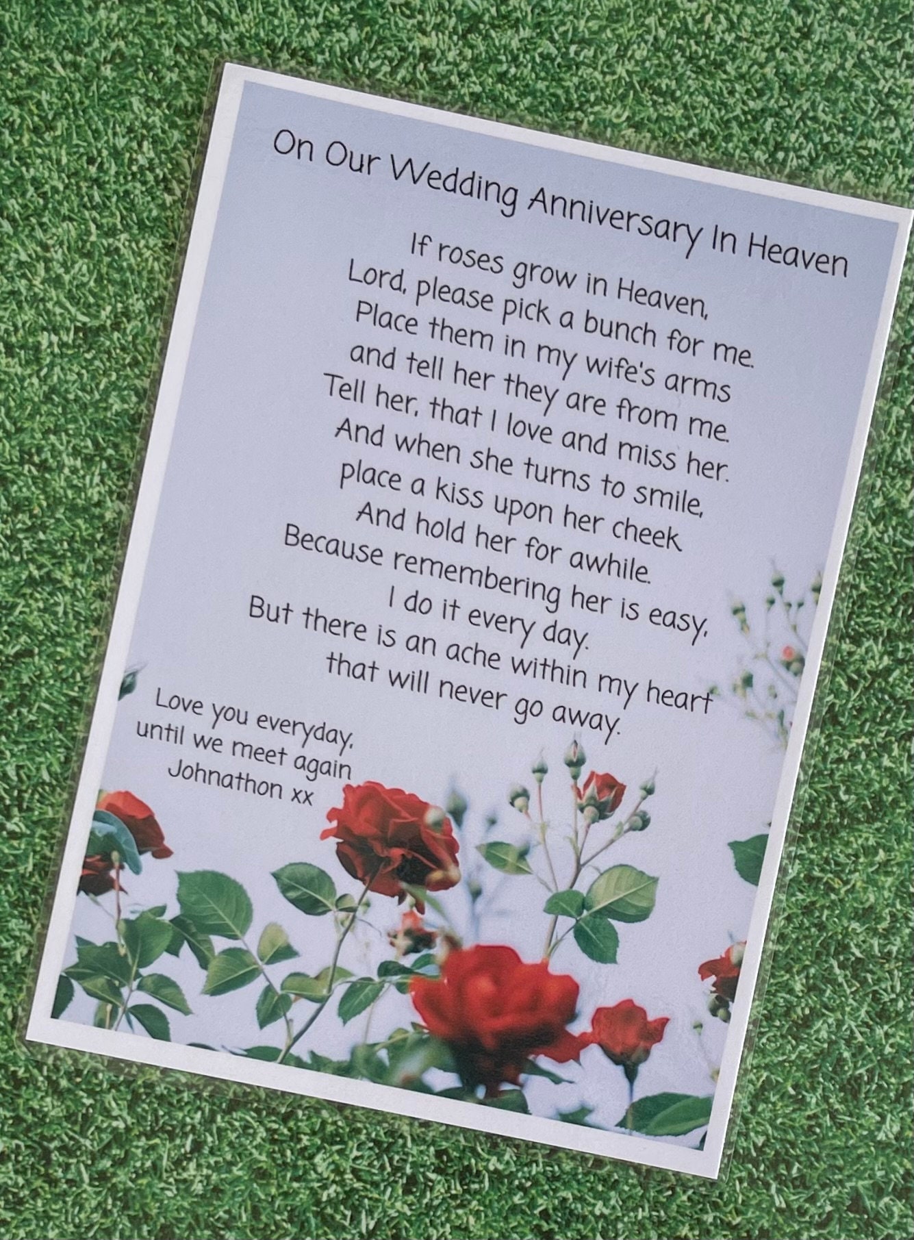 Husband In Heaven Memorial Card Funeral Graveside Poem & Ground Stake - View #2