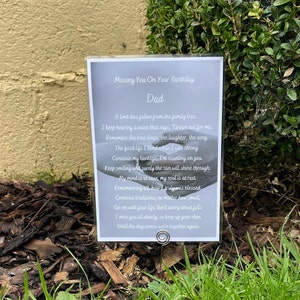 Dad anniversaire céleste tombe carte poème, commémoratif personnalisé