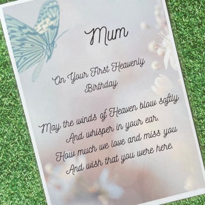 Mum first heavenly birthday memorial grave card image 2