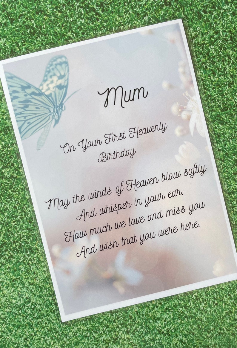 Mum first heavenly birthday memorial grave card image 2