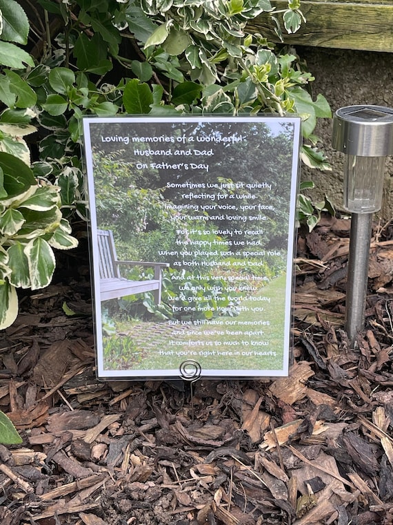 Father's Day Grave Card, Grief poem for Husband and Dad on Fathers day. memorial grave card decoration