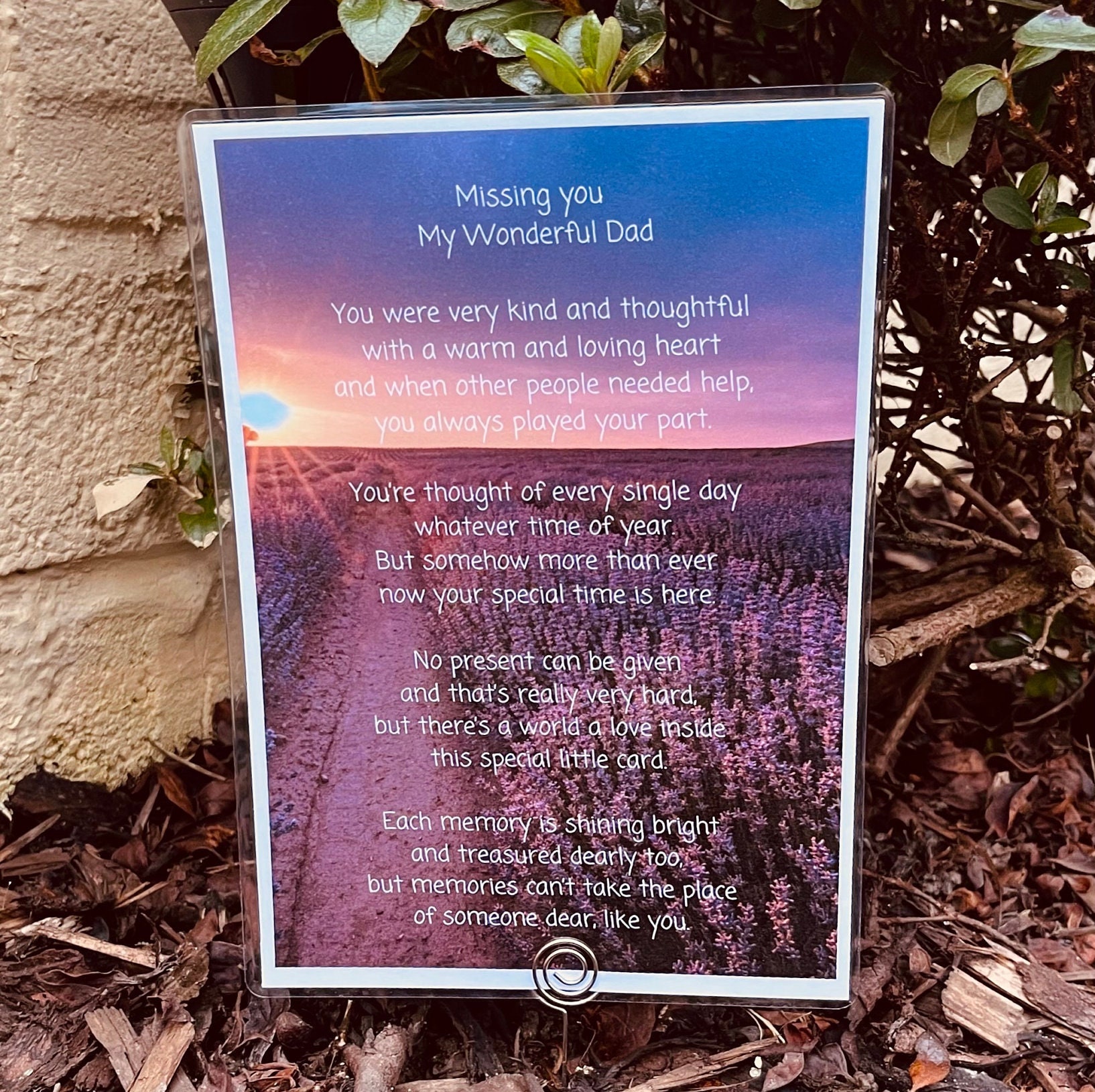 Dad Grave Card Memorial Poem Birthday in Heaven Graveside Etsy UK