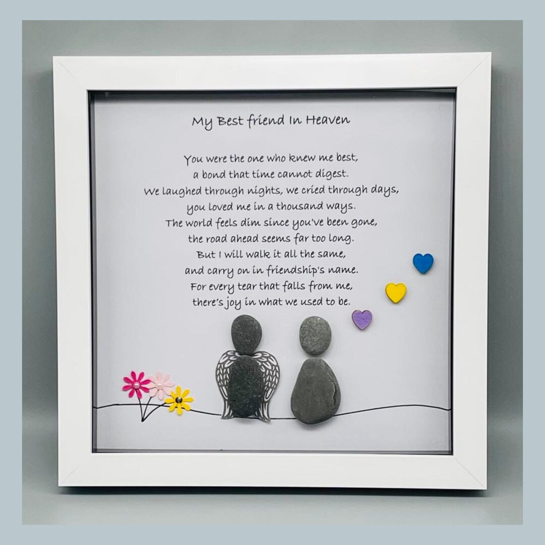 Sympathy Pebble Art Memorial Frame: Angel Wings Keepsake - Etsy