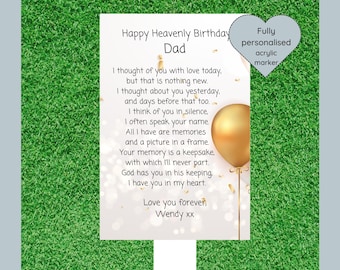 Personalised big birthday memorial grave ornament, Birthday in heaven graveside gift