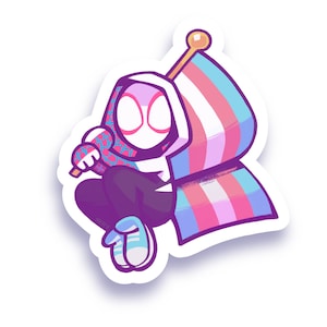 PRE-ORDER | Gwen Stacy Trans Pride Sticker - Premium Quality Waterproof Vinyl, Across The Spider-Verse Spider-Man for Water Bottle, Laptop