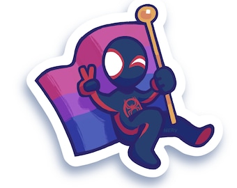 PRE-ORDER | Miles Morales Bi Pride Sticker - Premium Quality Waterproof Vinyl, Across The Spider-Verse Spider-Man for Water Bottle, Laptop