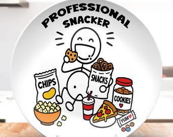 Snack Lover Gift, Snack Plate, Cookie Lover Gift, Pizza Lover Gift, Funny Dinner Plate, Foodie Gift, Gift for Teen, Snack Mom Gift, Gag gift