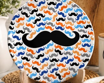 Mustache Dinner Plate, Funny Mustache Gift, Father's Day Plate, Dad gift, Gift for dad, Gift for Grandpa, Gag gift, White Elephant