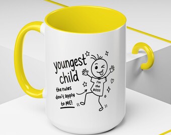 Youngest Child Mug Funny Sibling Gift, Youngest Child Coffee Mug, Funny Birthday Gift, Cute Doodle Mug, Gift for Sister Brother